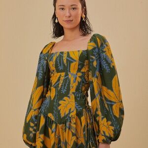 Green Foliage Sketch Lenzing™ Ecovero™ Euroflax™ Mini Dress XL